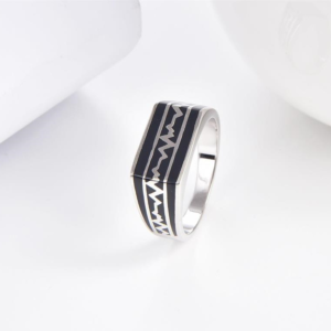 bague à émail noir signes vitaux