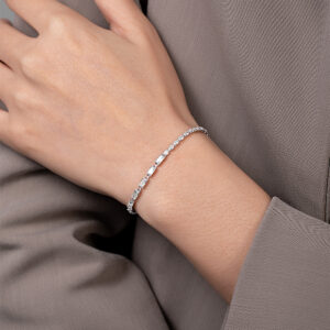 bracelet rivière moitié pierres rondes et pierres baguettes