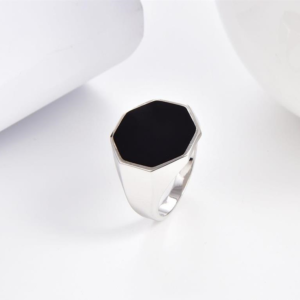bague octogone à émail noir