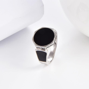 bague octogone à émail noir